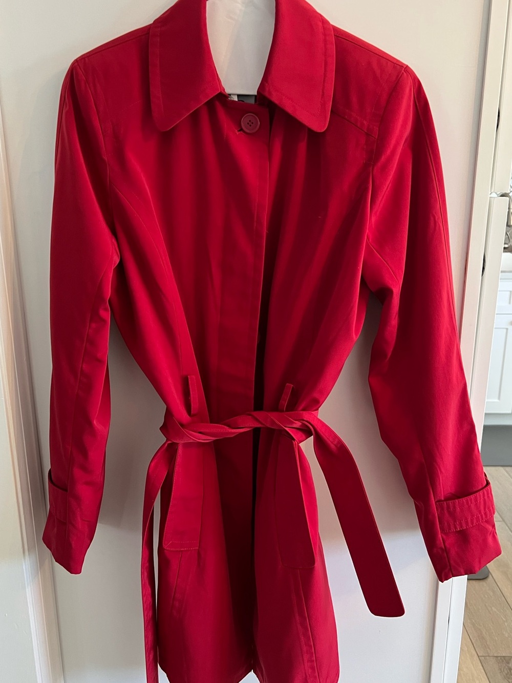 Red Belted Trench Coat for Women